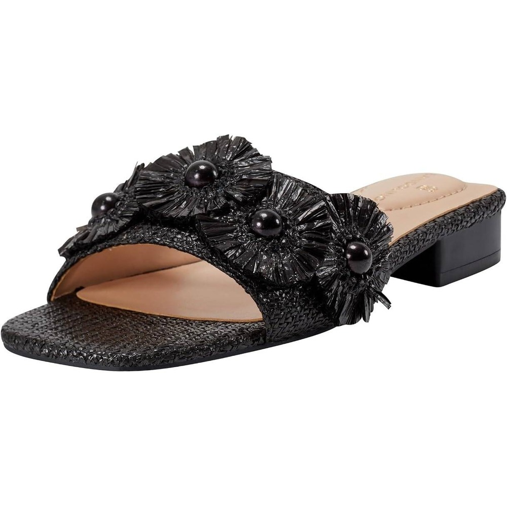 Bandolino Marcell Women's US 5.5 M Black Flower Flat Sandal